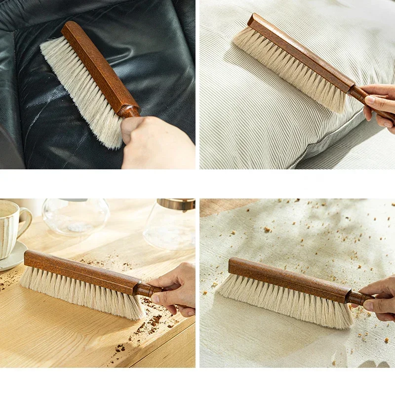 SHIMOYAMA Duster Dust Brush Horsehair Hand Broom Long Handle Desktop Cleaning Brush Household Car Furniture Bed Sweeping Cleaner