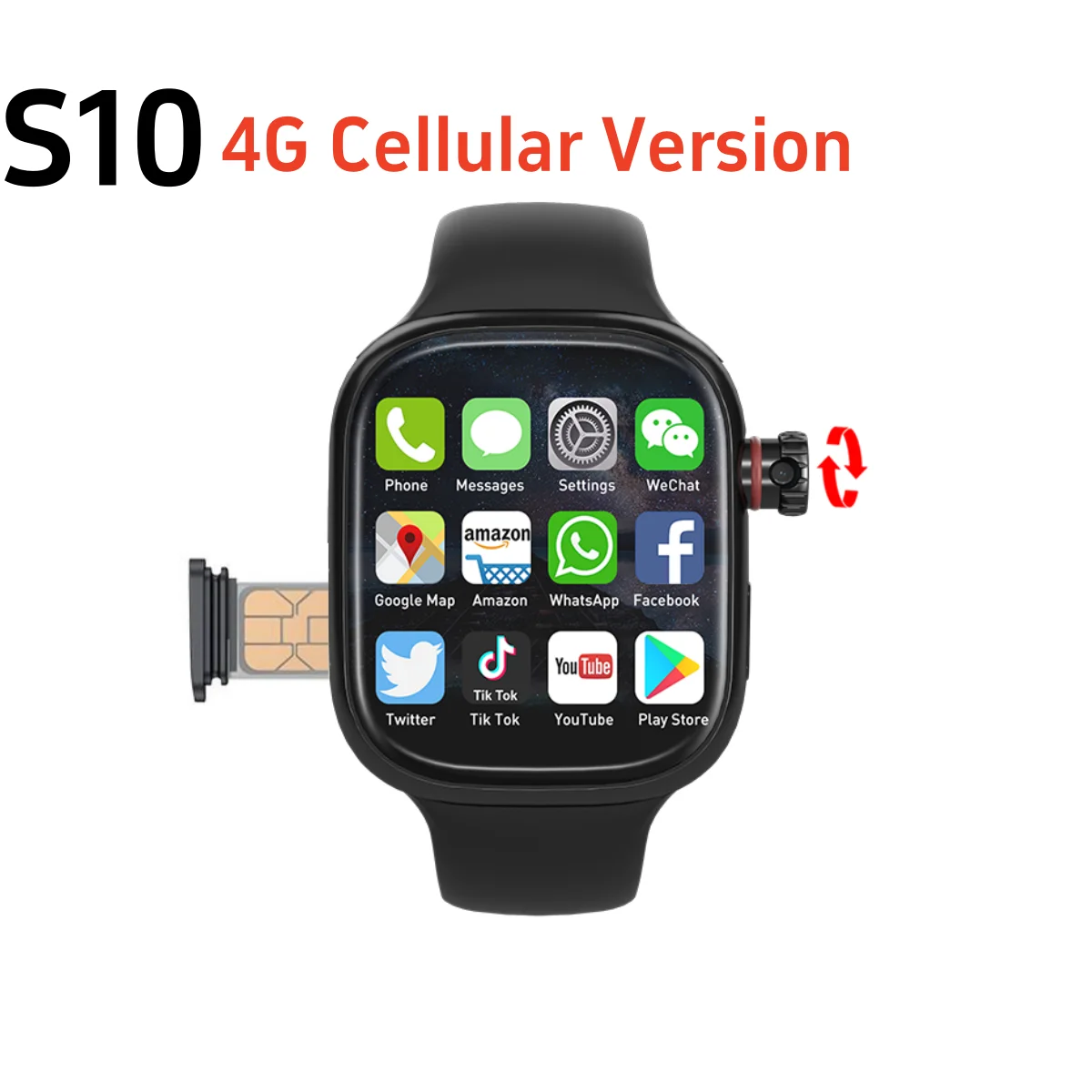 

Original Cellular Version Smart Watch S10 4G Android Watch With 2.26'' Amoled Screen 180° Telescopic Camera Smartwatch SIM Card