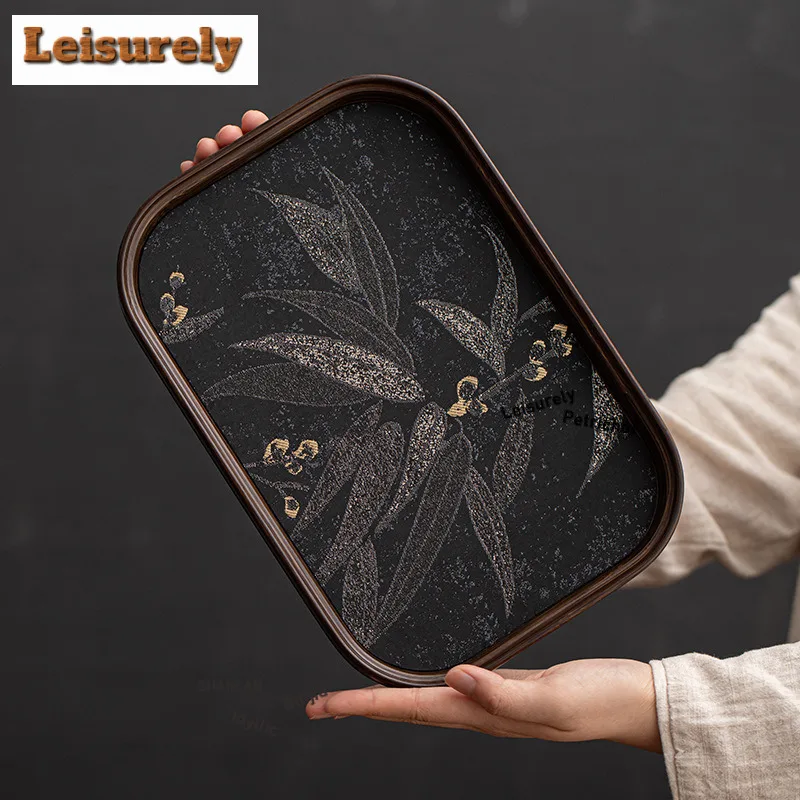 

Handmade Bamboo Begonia Rectangular Tea Tray Cake Rack Coffee Storage Board Teapot Holder Dishes For Serving Tea Ceremony Gift