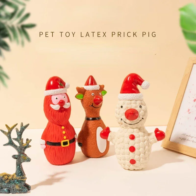 New Pet Latex Toys Santa Claus Elk Snowman Three Piece Set Christmas Series Dog Sound Toys