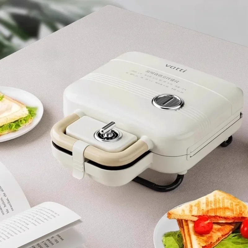 Home Waffle Breakfast Maker - Dual Pans & Timer, Auto Double-Sided Heating for Sandwich & Light Meals