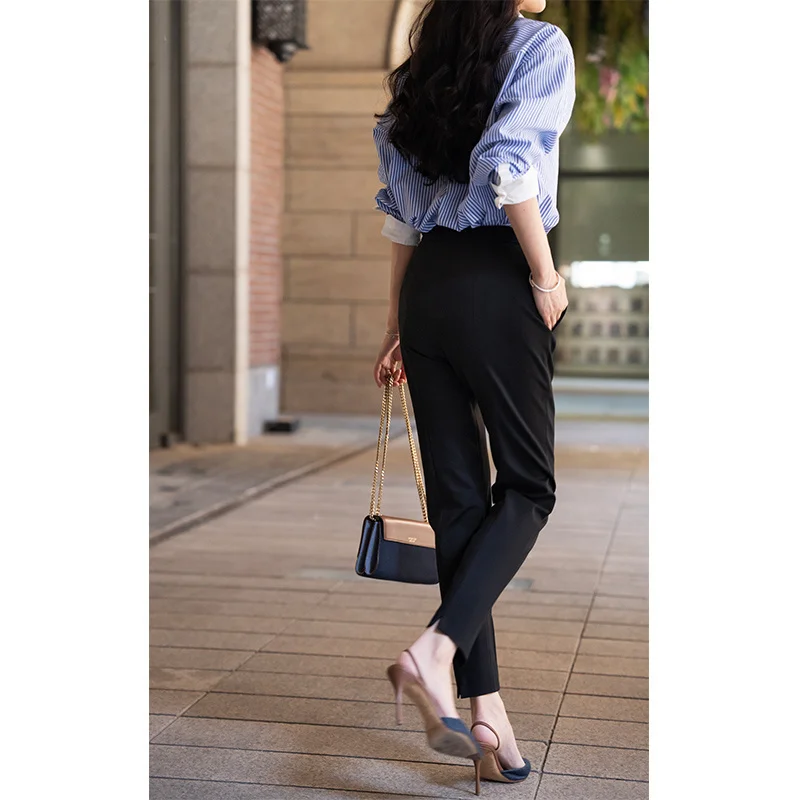 

Брюки-карандаш Bla с принтом слона и гирфера, универсальные, с высокой талией, длинные, для женщин, в корейском стиле, облегающие