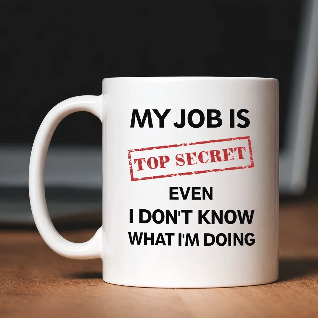 1pc Funny My Job Is Top Secret Coffee Mug 11oz Ceramic Cup Printed Text Design Novelty Mug for Home Office Use