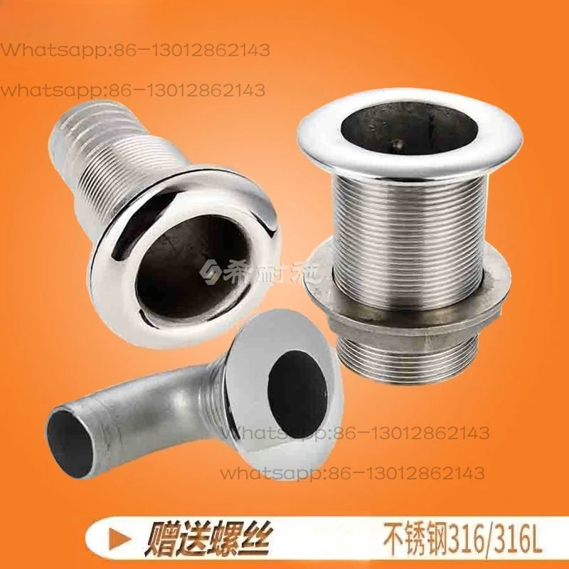 Marine sewage sewer drain hole plug pipe half wire full wire water outlet 316 stainless steel hardware parts yacht