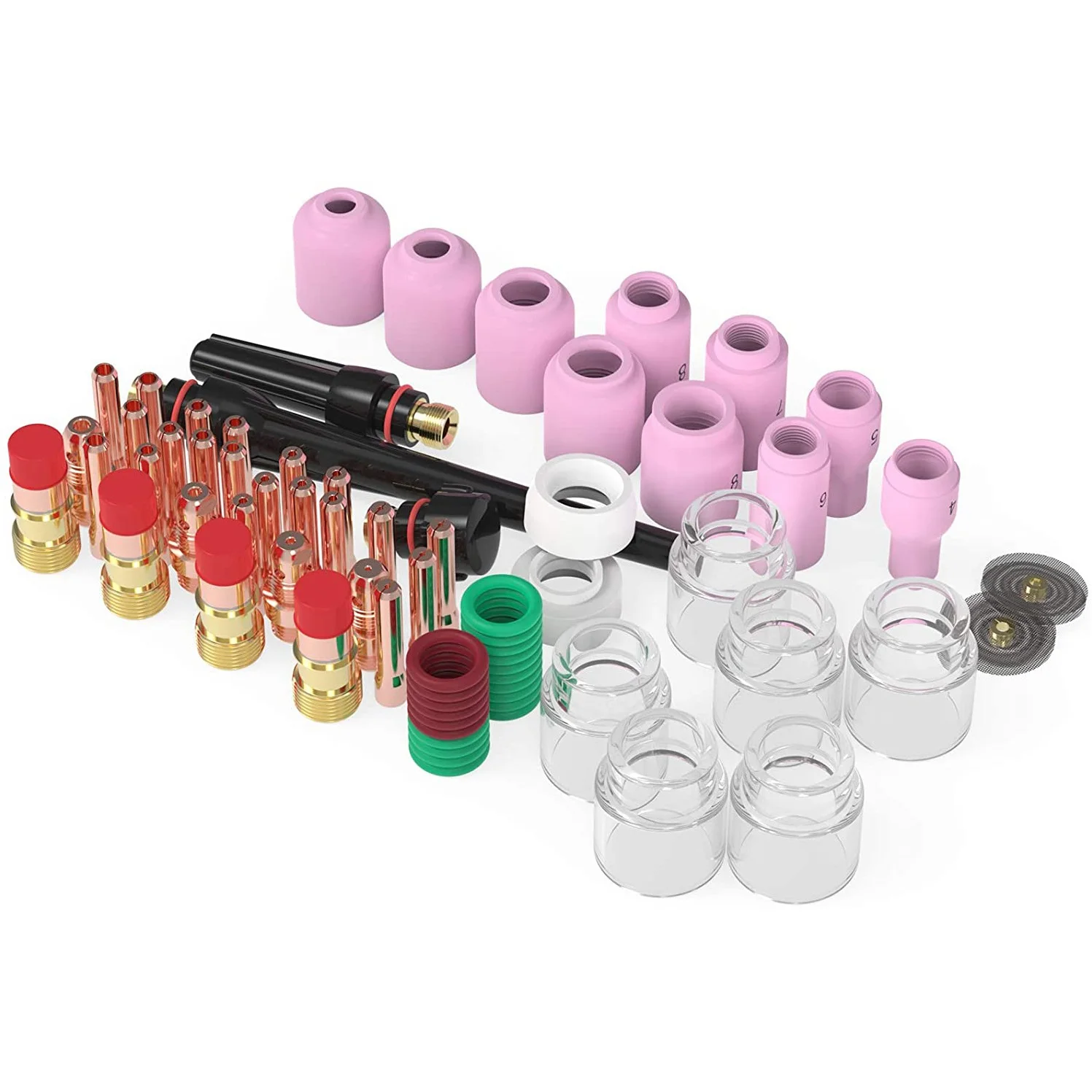 TIG الشعلة عدسة الغاز العنيد ، طقم ملحقات لحام ، مجموعة الزجاج ل WP-17 ، 18 ، 26 ، 71 قطعة