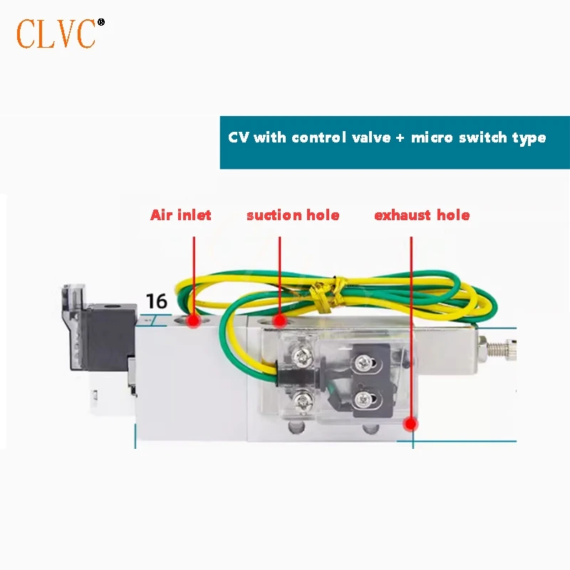 CV-10HSCK-K25L with valve and micro switch type CV-10HSDK Magnetic open type Pneumatic vacuum injector pressure vacuum generator