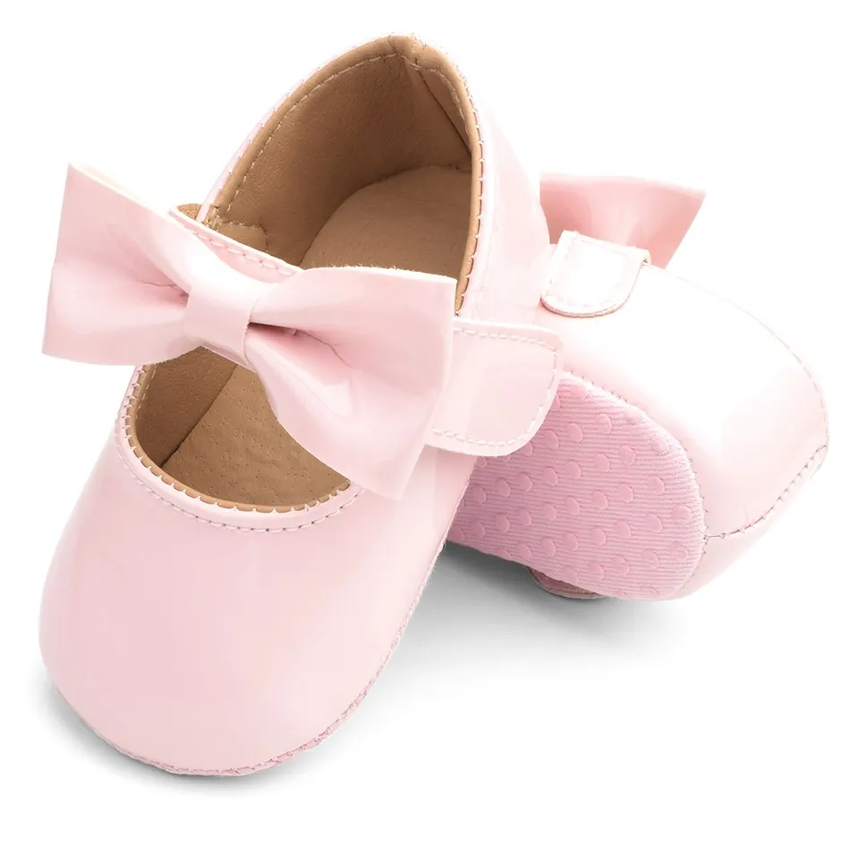 0 to 24 Months Baby Girl Shoes Bow Patent Leather Newborn Girls Shoes First Walkers Baby Prewalker Toddler Baby Princess Shoes