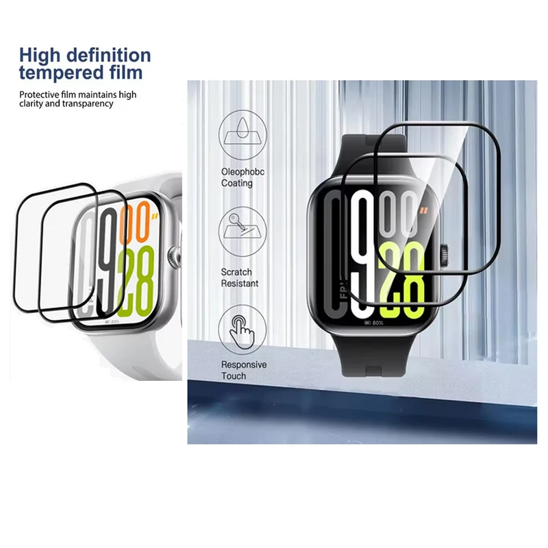 واقي شاشة لساعة Redmi Watch 5 HD 3D طبقة حماية كاملة من الزجاج