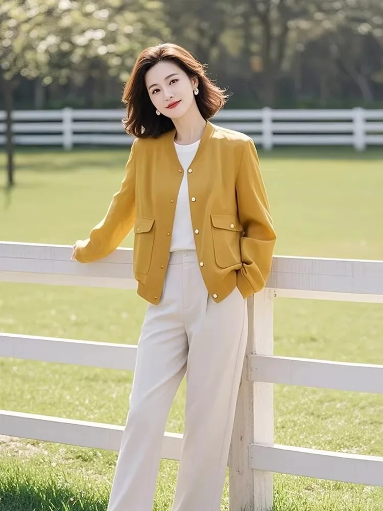 Spring Autumn New Style Women's Short Baseball Jacket Thin Casual Open Cardigan Top Fashion Versatile Ladies' Outerwear