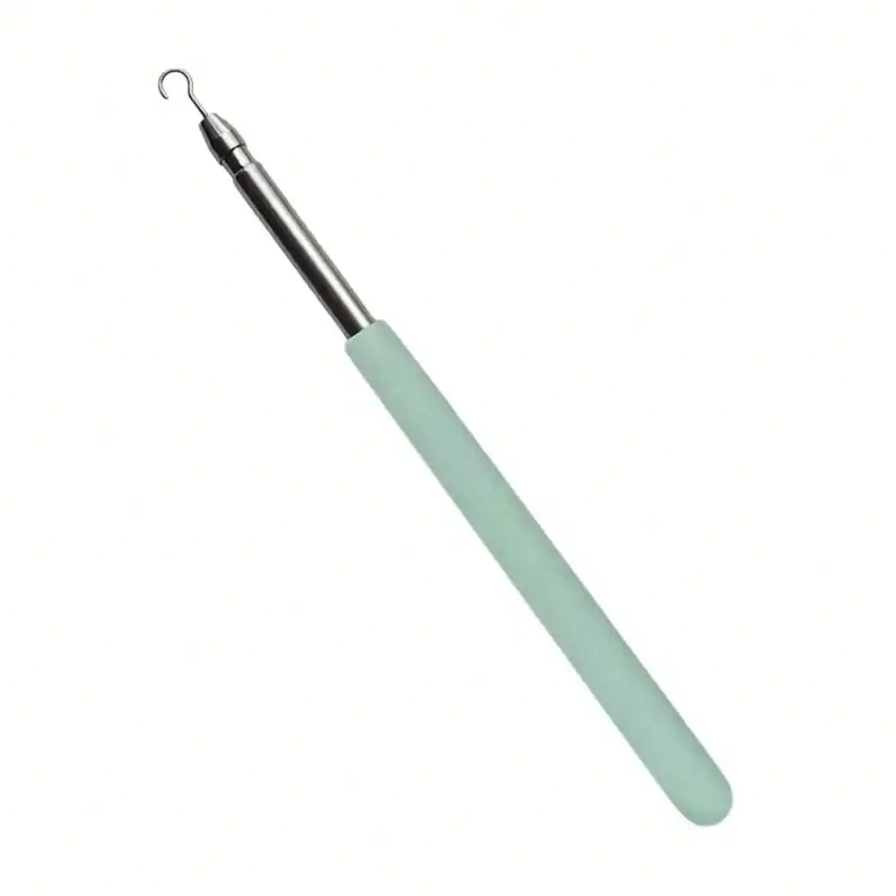 1pc Portable Bracelet Fastener Helper Tool Multifunctional Stainless Steel Jewelry Assist Aid Extensible Telescopic Zipper Puller Closing Device Comfortable Handle Fastening Hook Dressing Assistance Accessories Green