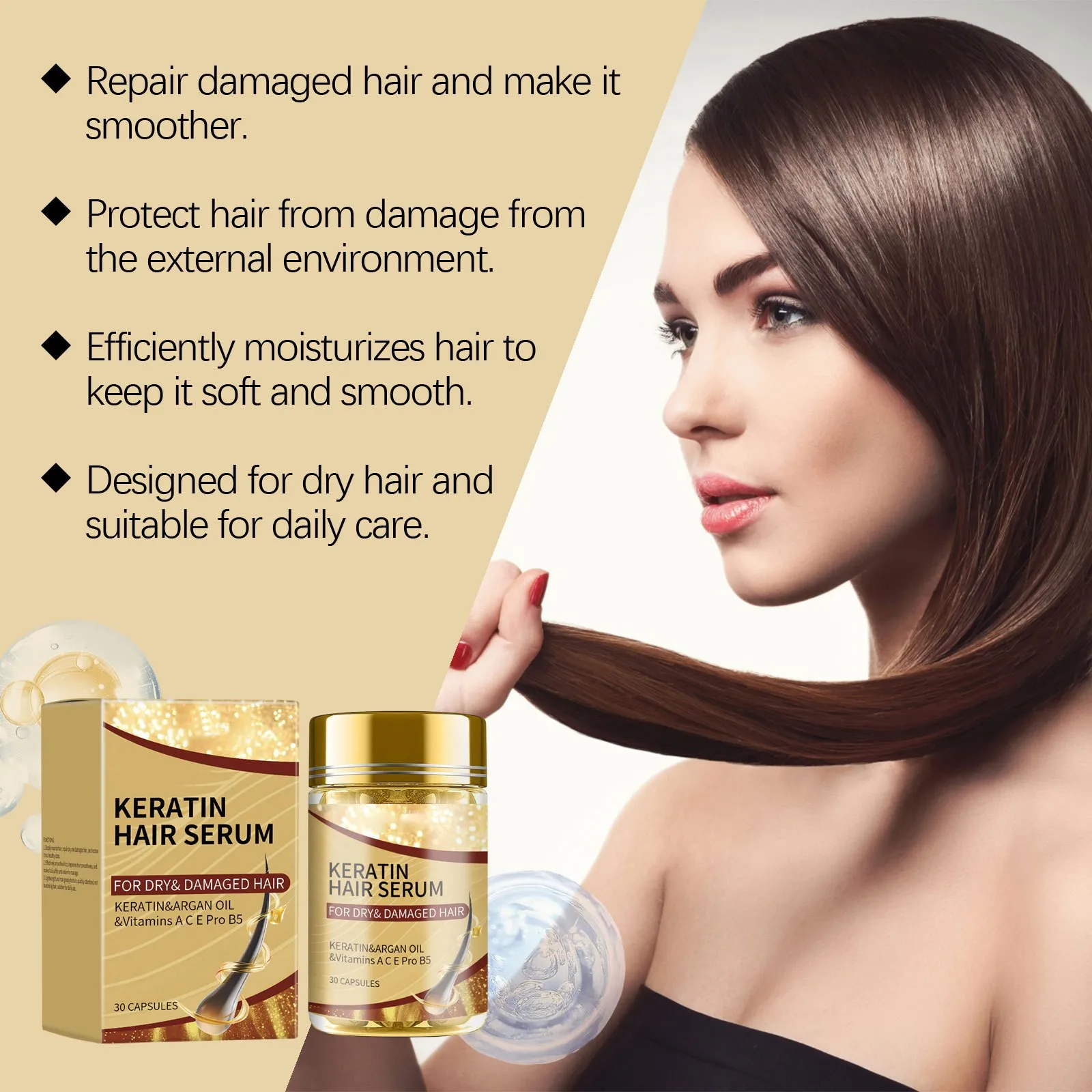 Argan Oil Smooth Hair Care Capsules Repair Damaged Hair Tender Moist Furcation Improve Dry Rough Hair Care Essence