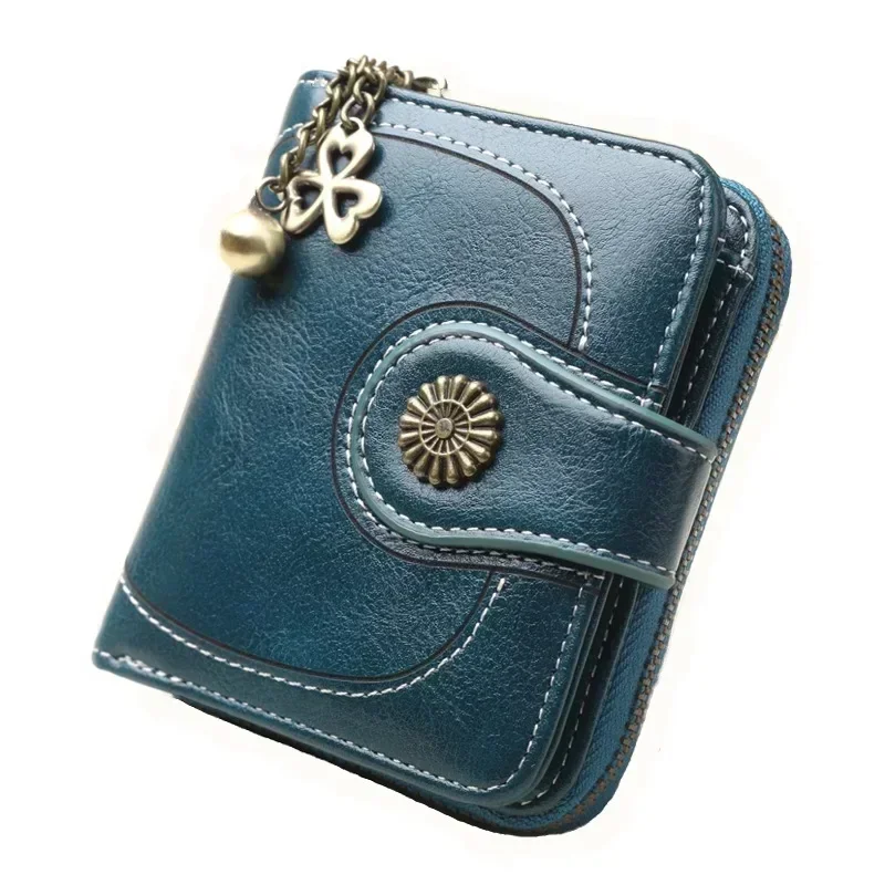 Vintage Short Women\'s Leather Purse Ladies Bag PU Leather Money Pocket Credit Card Holder Multi-functional Short Wallet