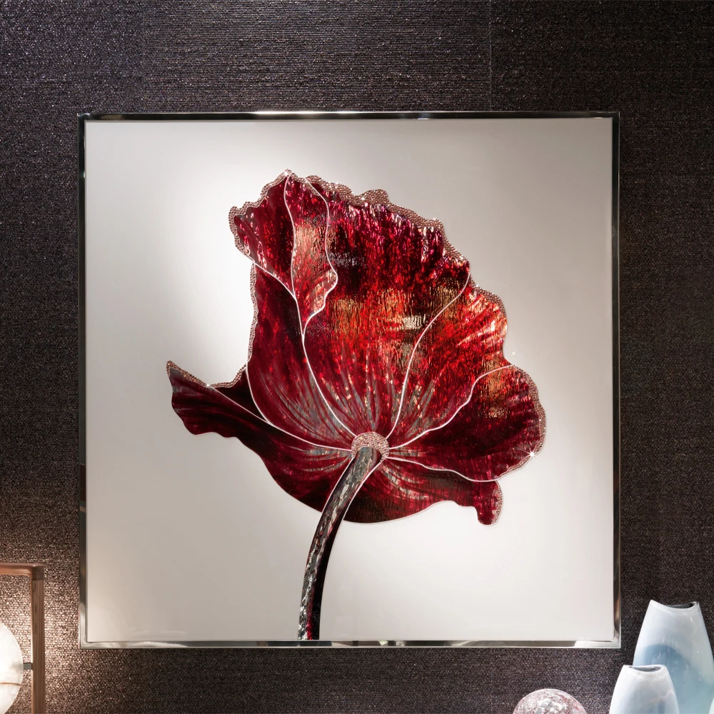 

# Hot Famous Red Modern Art Crystal Diamond Art Painting Kit 3d Glass Flowers Paintings Of Flowers