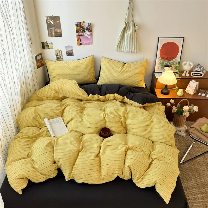 New Vintage Striped Bedding Set Stylish Reversible Design Duvet Cover Set Soft Skin-freindly Comfortable Breathable Quilt Covers