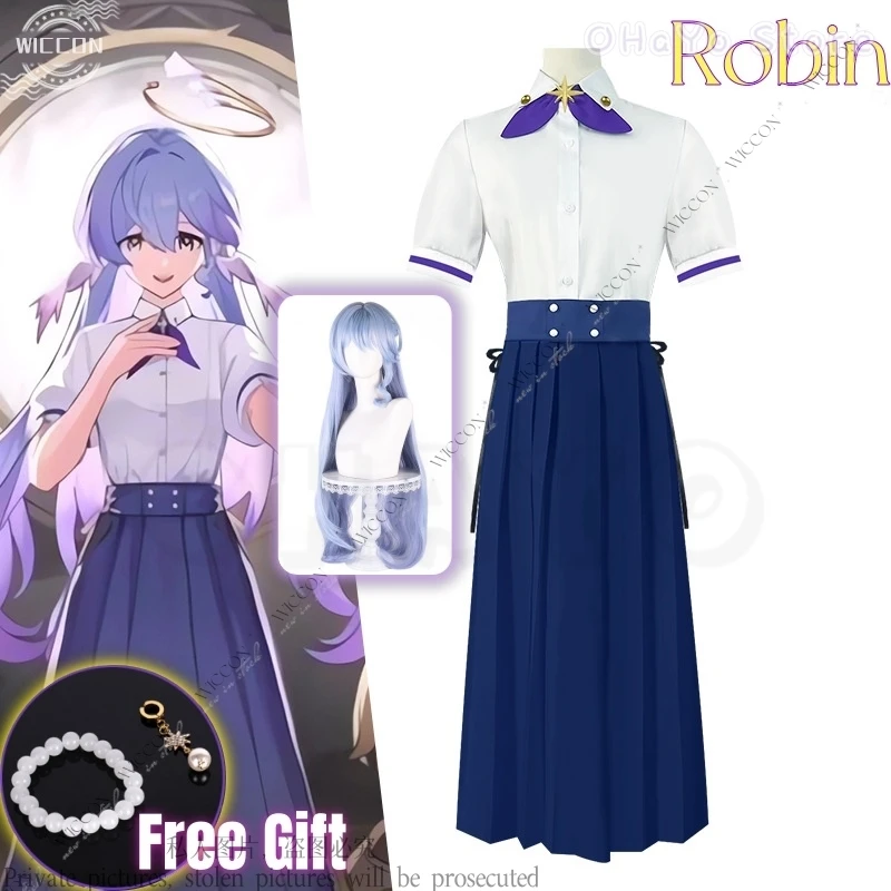 Robin Game Honkai: Star Rail Cosplay Costume Wig Free Gift Hands Earrings Daily Outfit JK Chicken Wing Girl Pretty Girl Singer