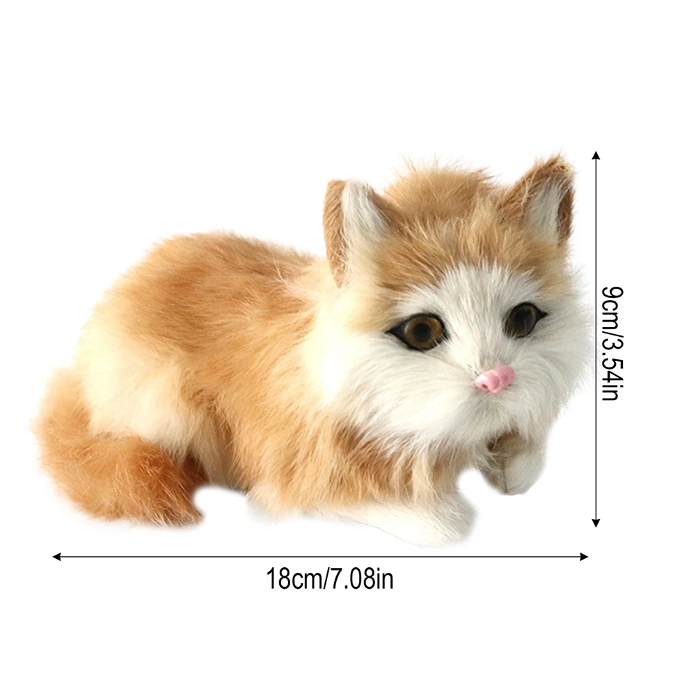 Simulated Animal Ornaments Plush Cat Model Furry Kitten Figurine Photography Display Window Prop for Home Decor Collectible Gift