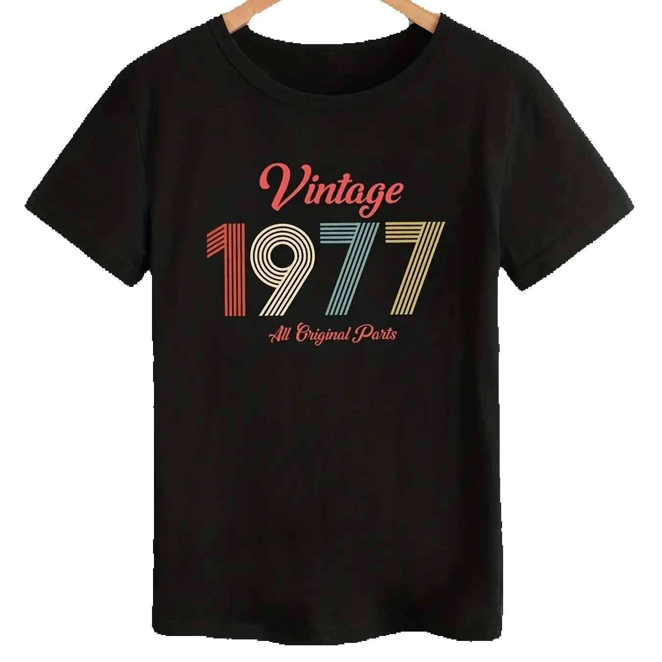 

Vintage 1977 Print Women T-shirt - Women's Casual Crew Neck Short Sleeve Tee Women Clothing