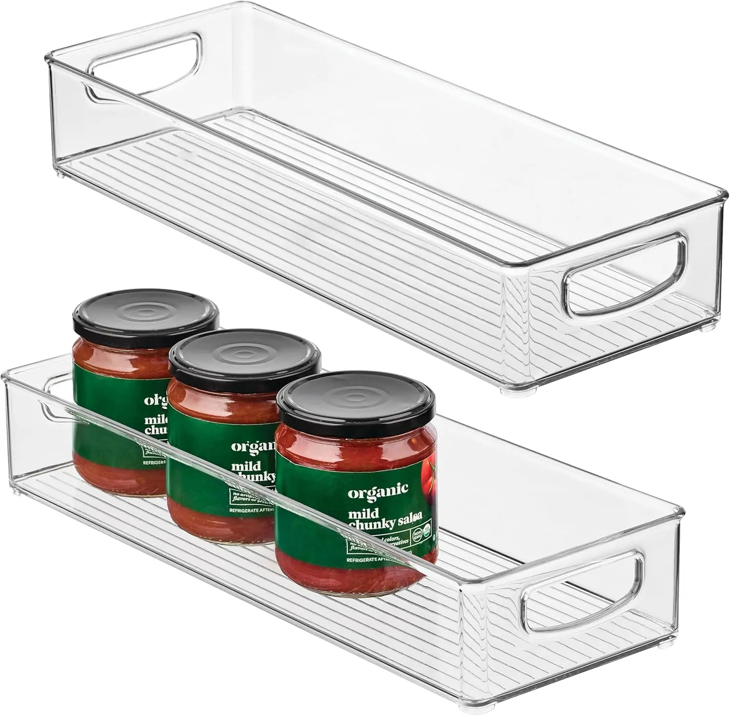 

iDesign Slim Удлиненный прозрачный контейнер для хранения, узкий штабелируемый органайзер для кухни или кладовой, 2 шт.