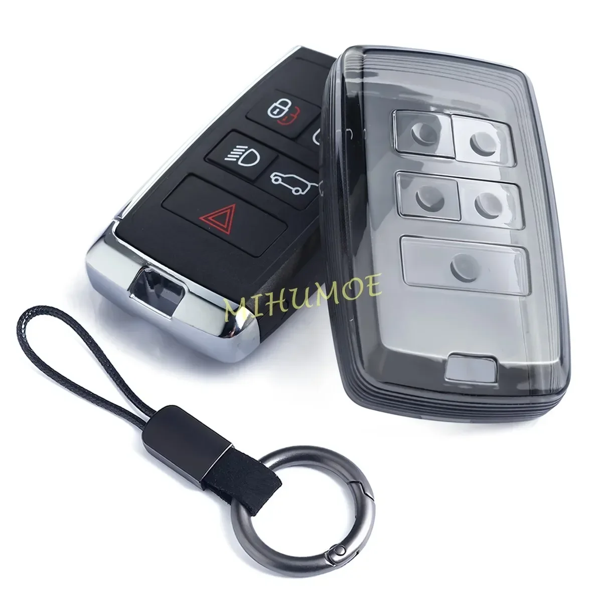 For 2018+ New Land Rover Jaguar XE XF E-PACE F-PACE I-PACE Black Transparent Car Key Fob Case Cover Holder Keychain Accessories