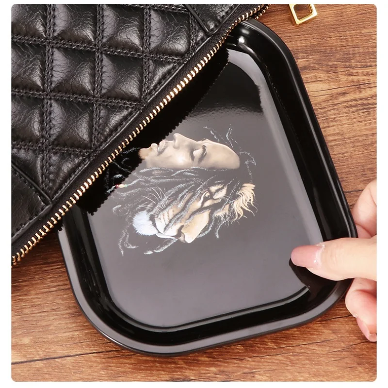 18*14cm Metal Tobacco Rolling Tray Cigarette Smoking Accessories Dish Tin Storage Plate Small Roller Container Cigaret Case Box