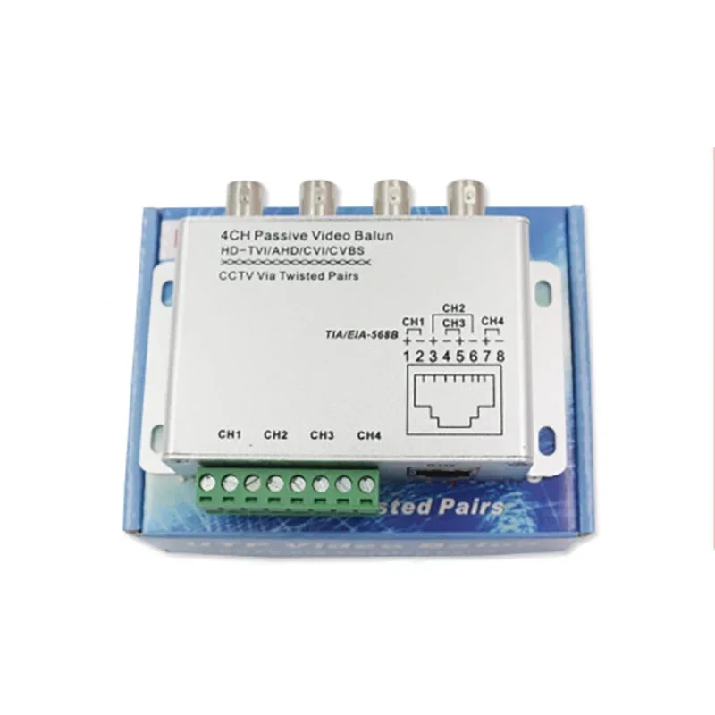 

4-канальный пассивный передатчик витой пары, четыре пассивных HD AHD CVI TVI, коаксиальный HD-видео наблюдение, 4 порта