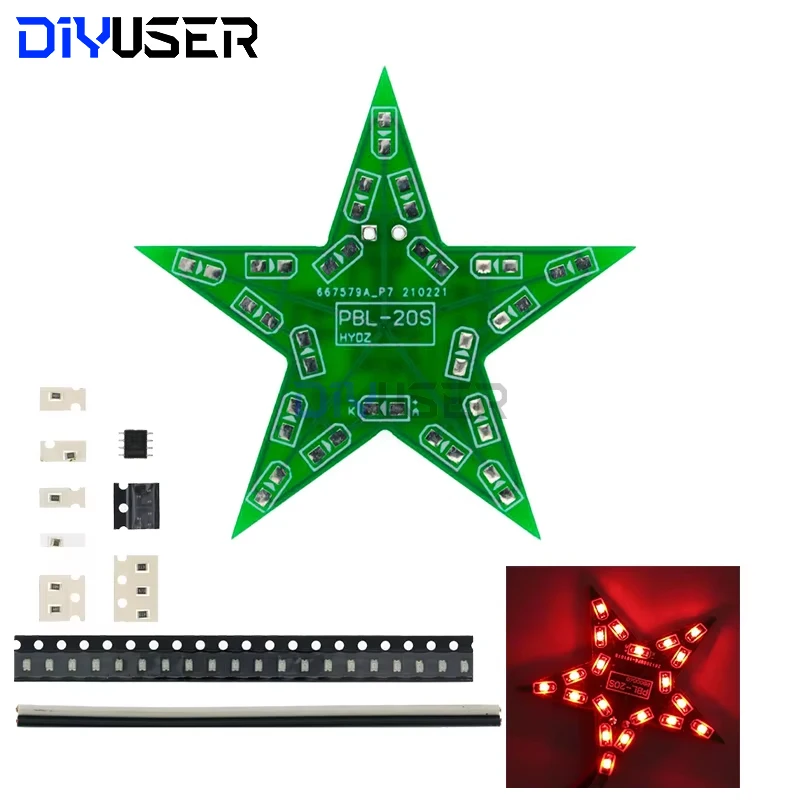 学生トレーニング DIY キット 五芒星呼吸ライト グラデーション LED ライト クリスマスはんだ付けトレーニング用 赤、緑、青