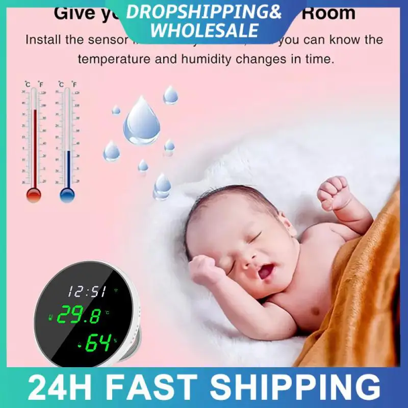 

Tuya WiFi Temperature Humidity Sensor Smart Indoor Hygrometer Thermometer With LED Display Backlight Support Home Alexa