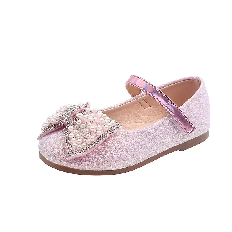 Chaussures de princesse en cuir avec nœud papillon pour enfants, chaussures plates polyvalentes pour enfants, fête de mariage, mode de luxe, doux, printemps, automne