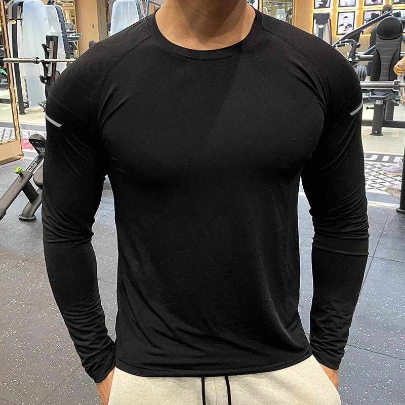 Camisetas deportivas de compresión para hombre, Tops de manga larga, camisetas ajustadas elásticas moldeadoras, ropa deportiva para correr, gimnasio y Fitness, otoño