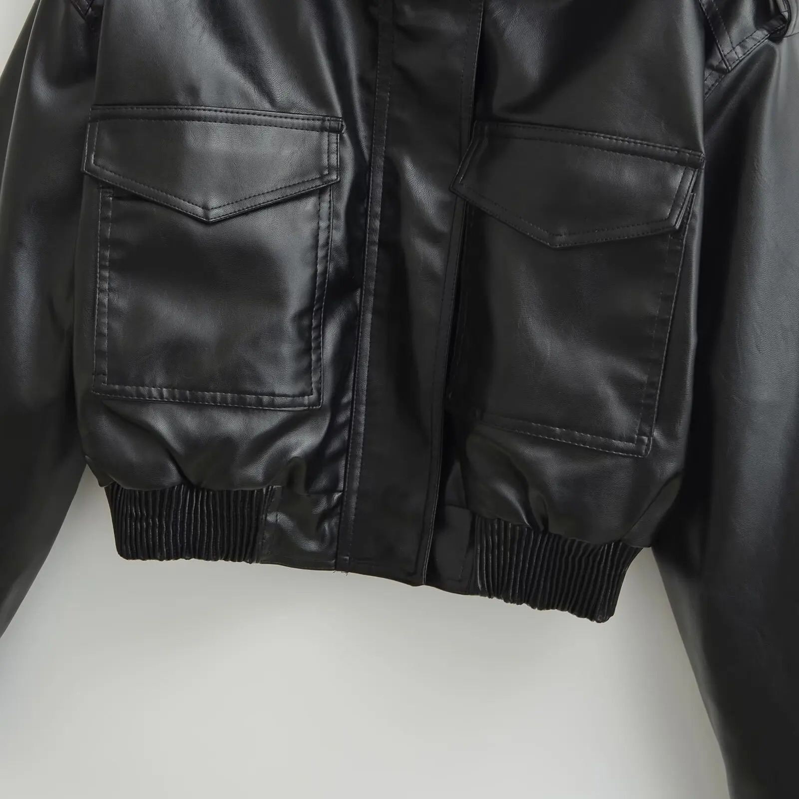 Simples faion ort outerwear feminino efeito de couro simulado jaet outono novo sle versátil ele mat casaco