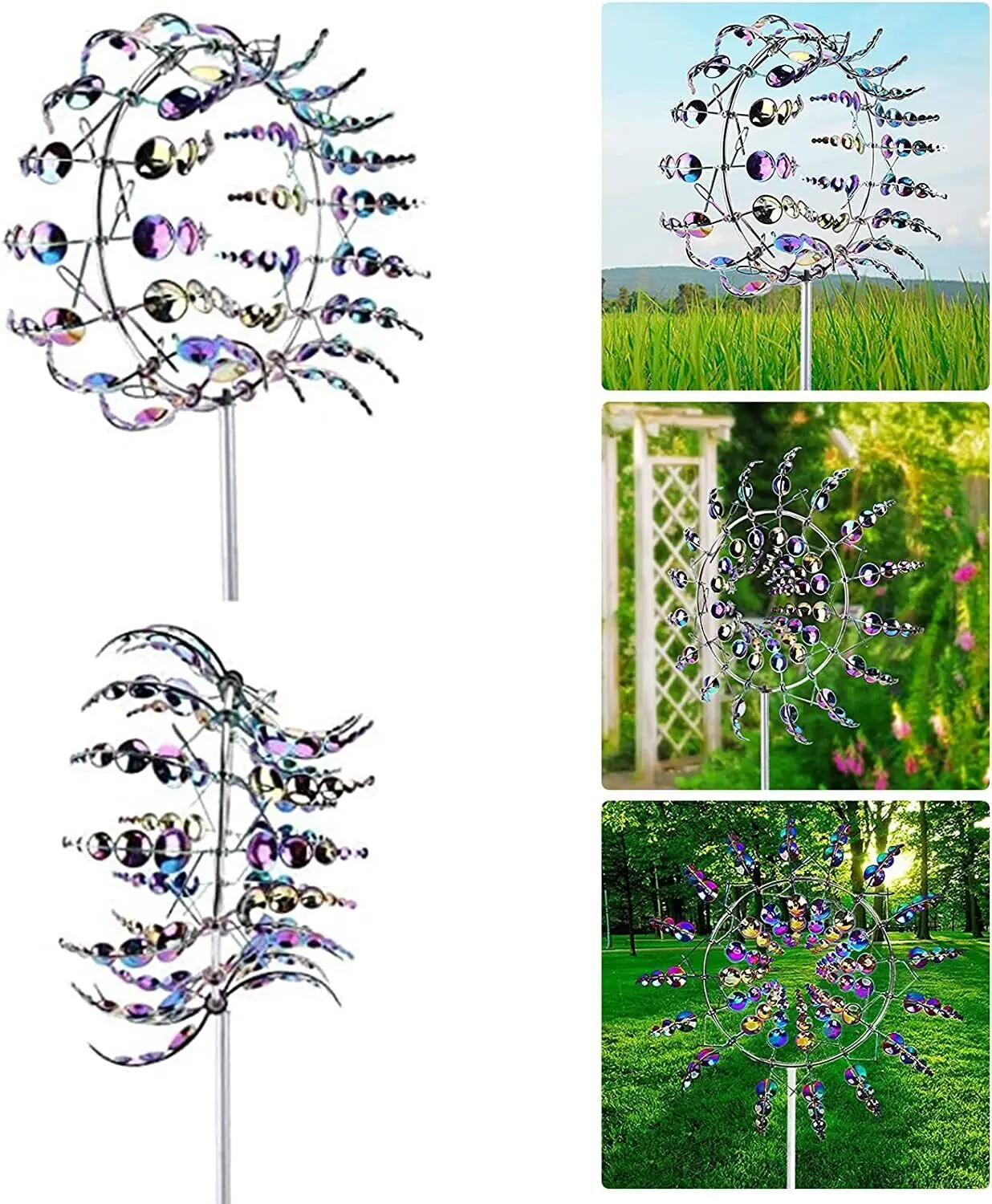 3D Windmill Kinetic Metal Sculpture Wind Spinner Yard Garden Outdoor Decoration