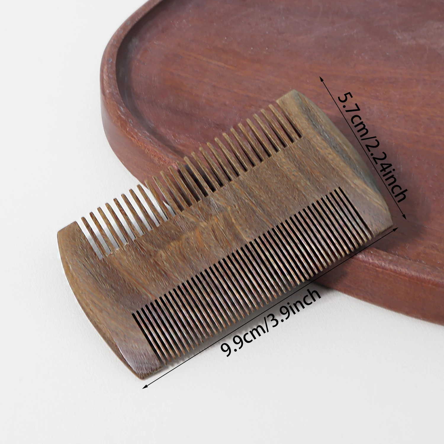 مشط من خشب الصندل على الوجهين بجيب واحد - سطح أملس مصقول، مشط شعر خشبي محمول، خاص للشعر المستعار الحقيقي #3