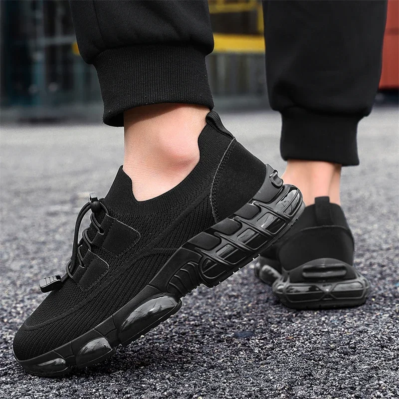 

Black Platform Running Shoes Men Casual Sneakers Breathable Knit Men's Sports Shoes Outdoor Non-slip Walking Shoes Man Trainers