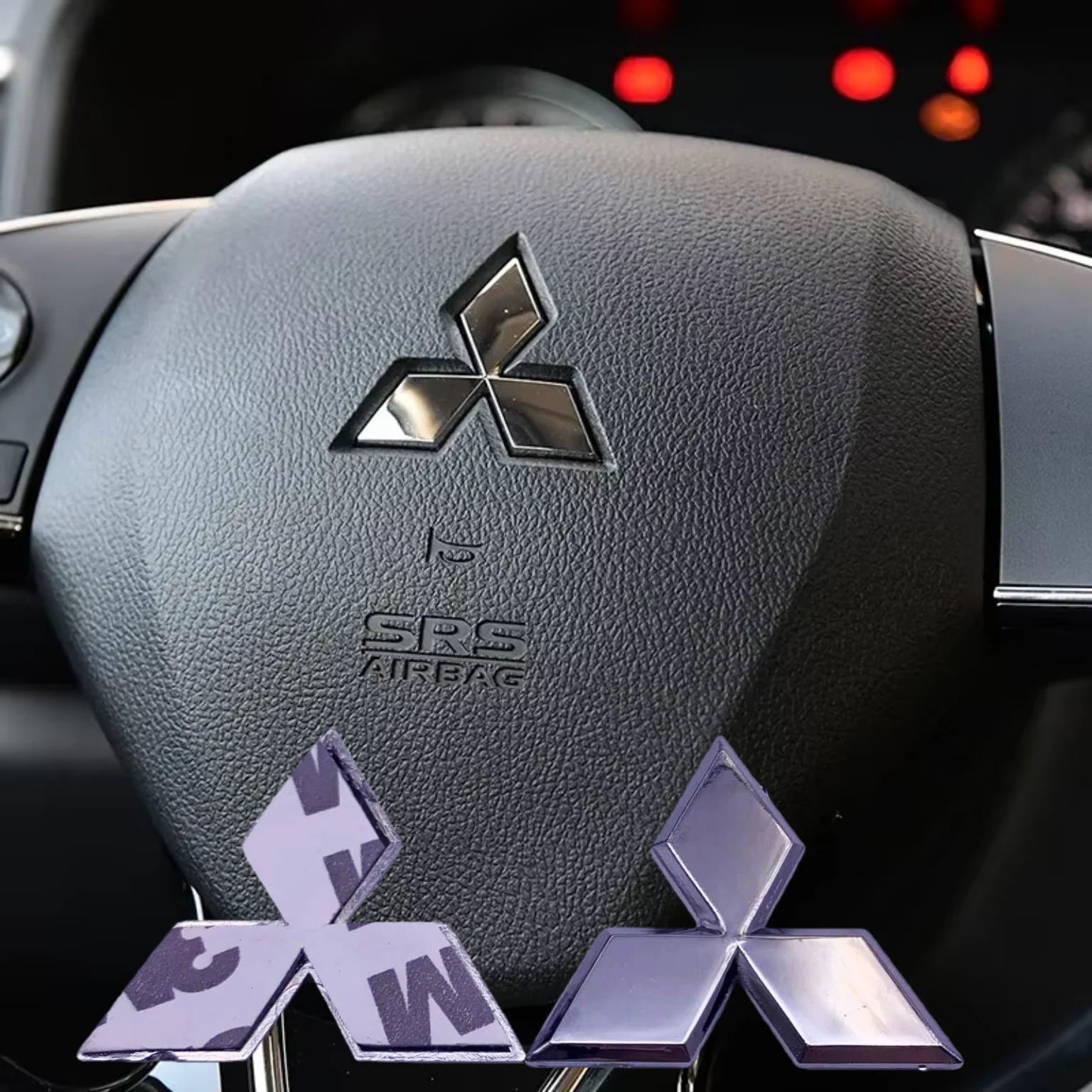 43mm para mitsubishi asx ralliart lancer cordia pajero outlander eclipse l200 evo volante do carro centro adesivo emblema emblema