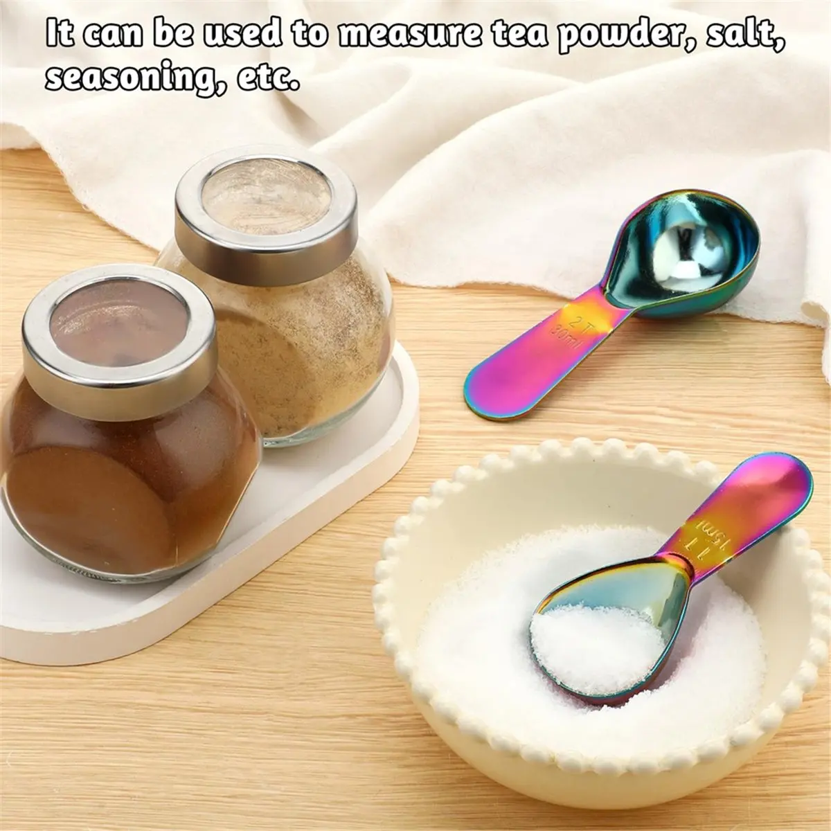 N14R Top 15ml and 30ml Stainless Steel Coffee Spoon Set, Small Spoon for Coffee Pot, Measuring Spoon for Ground Coffee,