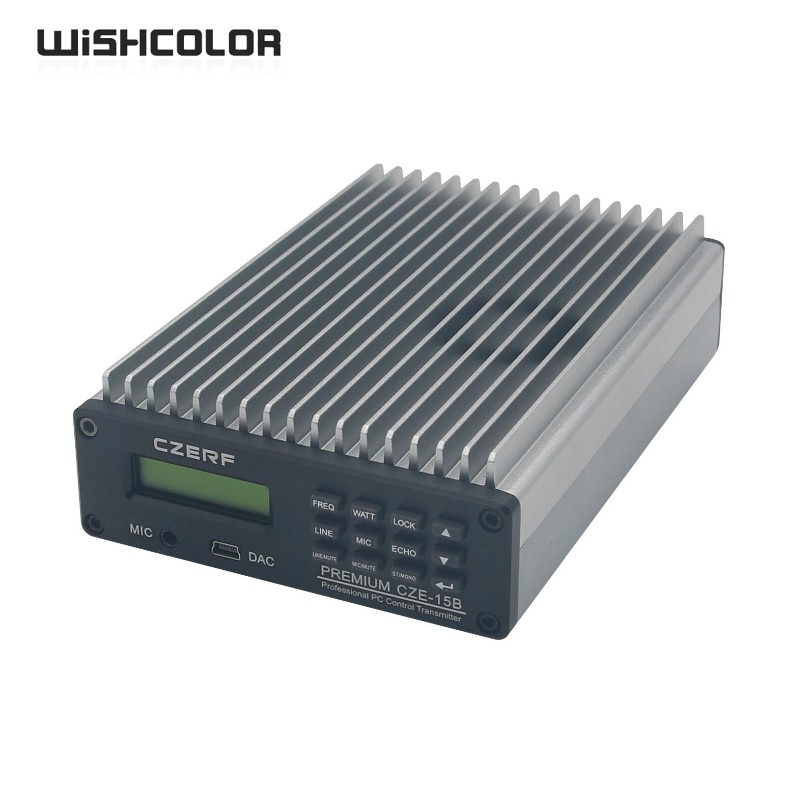 Wishcolor CZE-15B 0.3-15W Adjustable Stereo FM Transmitter PC Control Wireless Radio + Power Adapter + Antenna