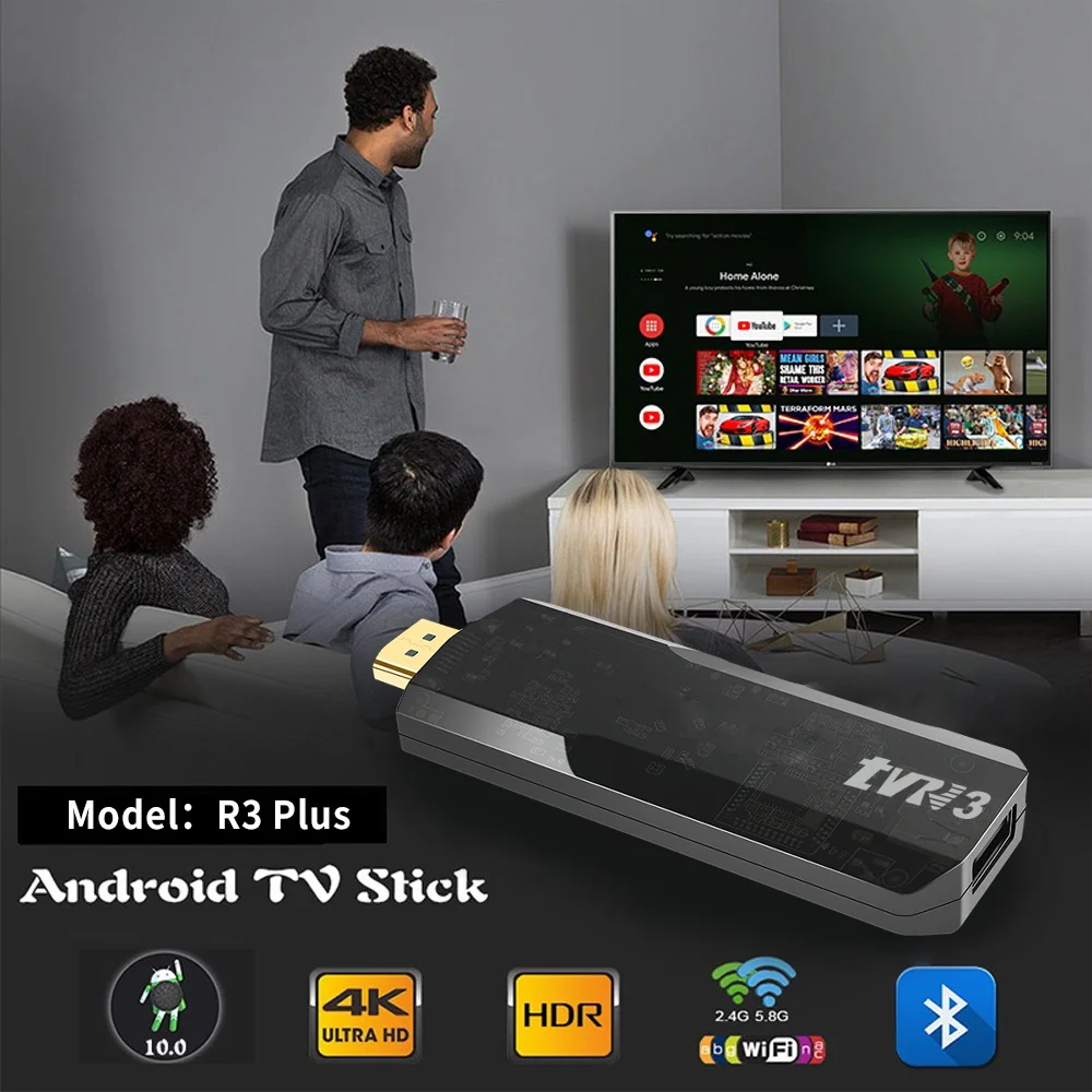 TV 3-stick AndroidTV box HDR set top 4K 1080p 2.4g/5G WiFi smart TV sticks voor Google YouTube Netflix netwerk mediaspeler