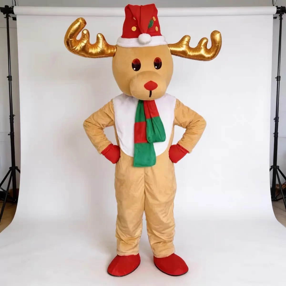New Adult Halloween Christmas Cute Deer Moose Mascotte Fancy Dress Cartoon Mascot Costume Plush Fancy Dress Mascot Costume