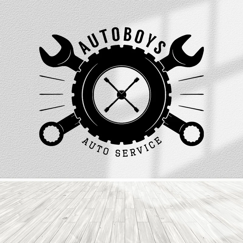 

Auto Boys Auto Service Wall Sticker Vinyl Interior Decor Window Decal Garage Shop Tire Tool Mural Removable Wallpaper A102