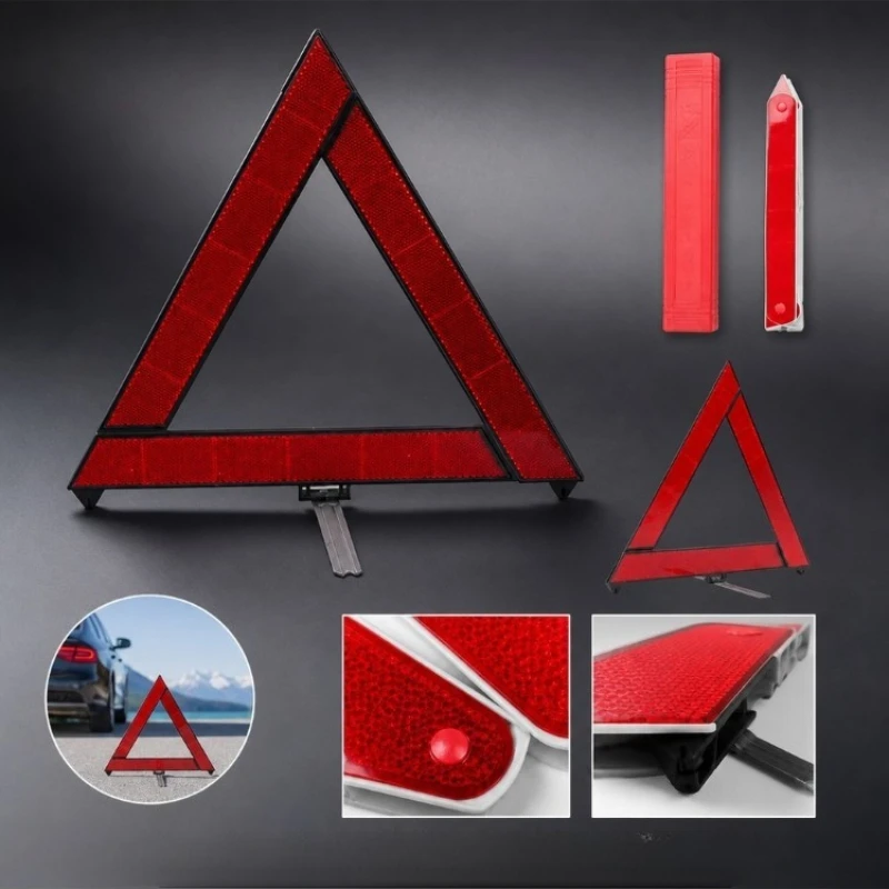 Car Emergency Triangle Warning Sign Reflective Foldable Hazard Light, Standard/High-Brightness Roadside Safety Kit for