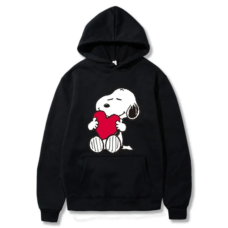 Cartoon Anime Love Snoopy Women\'s Pullover Spring and Autumn Men\'s Extra Large Sweatshirt 2024 New Fashion Couple Hoodie