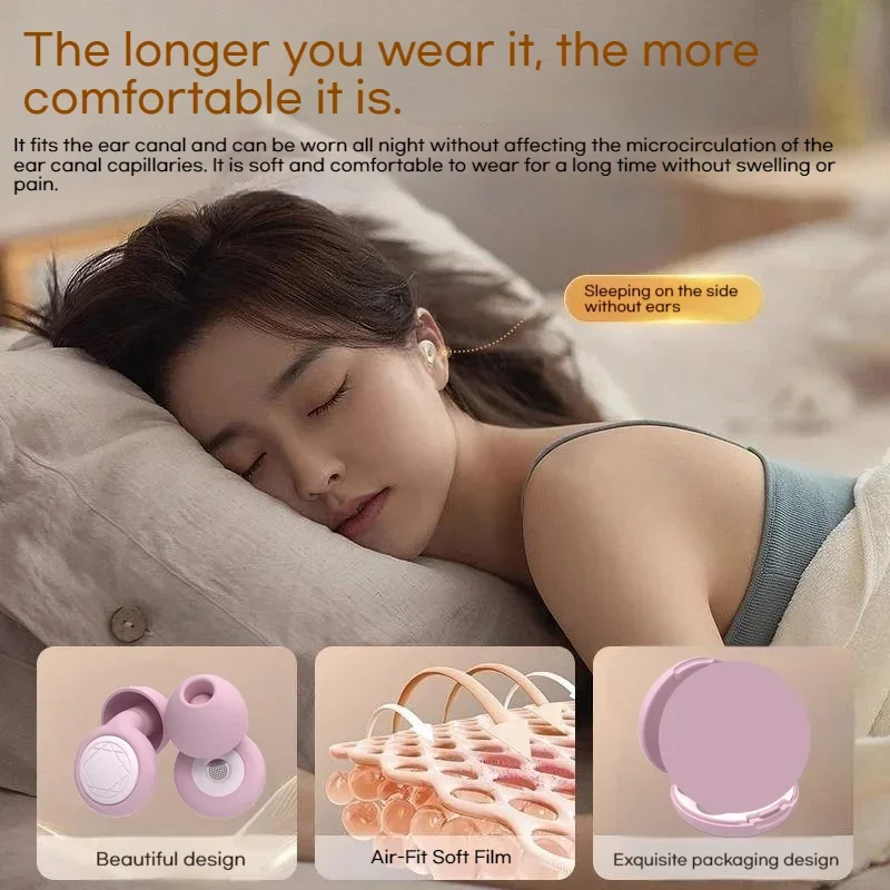 Quiet Earbuds Silicone Earplugs for Swimming Sleep Noise Reduction Soundproof Reduce Disturbances Quality Earplugs Supplies image 2