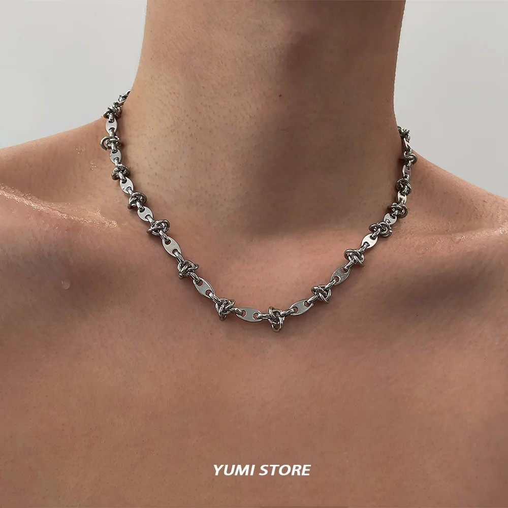 Hip Hop Stainless Steel Splicing Necklace for Man Woman Punk Clavicle Sweater Chain Luxury Unisex Jewelry Accessories Wholesae