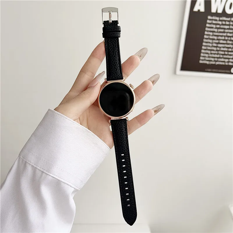 Fashion Lychee Pattern Watch Strap 18mm 20mm 22mm For Huawei GT5/GT4/Watch4/Fit3 For Samsung Galaxy Watch7ultra Fit3 Watch band