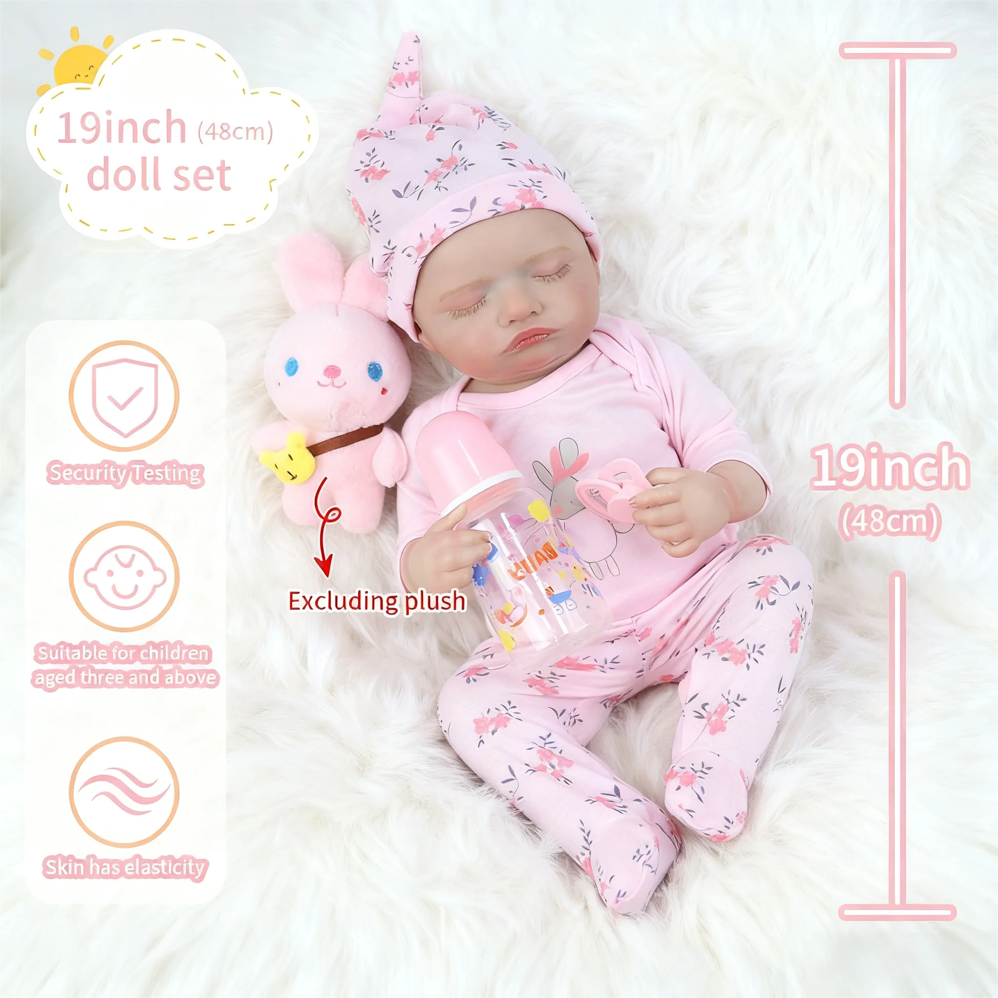 

48CM Full Body Vinyl Reborn Dolls Baby Lifelike Soft Touch 3D Skin Hand-Painted Hair Newborn Toy for Girl Best Christmas Gifts