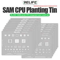 RELIFE RL-044 15pcs SAM Series CPU Integrated Steel Stencil Set Protection Integrated Tin Planting Steel Stencil