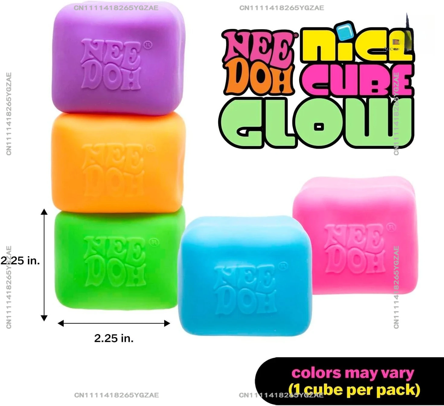 

Schylling NeeDoh Nice Cube Glow Sensory Toy with a Super Solid Squish - Glows in the Dark and Always Returns to its Square Shape