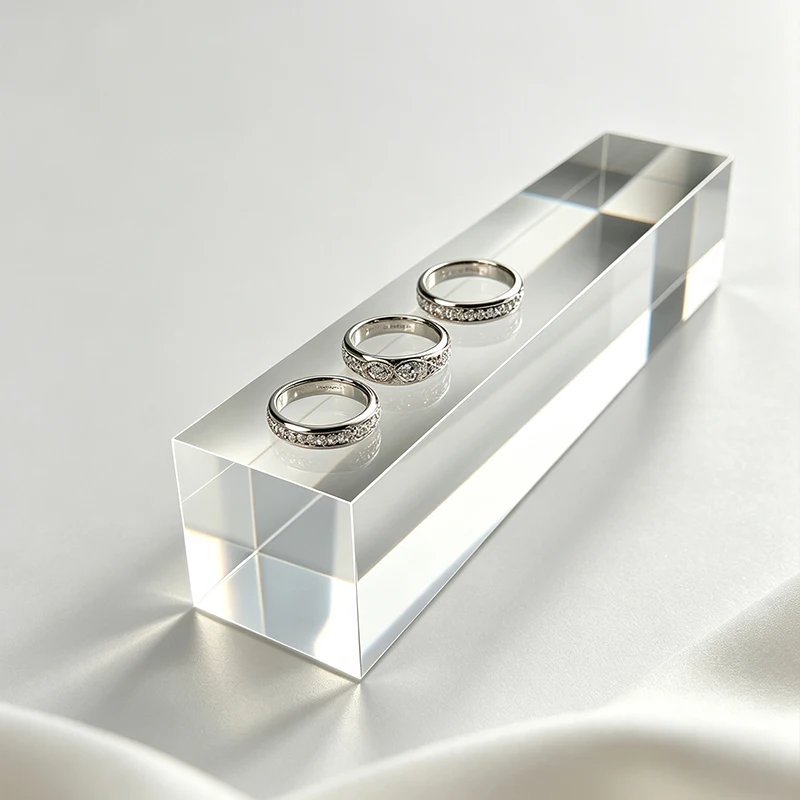 Transparent Acrylic Solid Rectangular Display Stand for Perfume, Rings, and Jewelry; Display Stand for Figurines and Samples; Jewelry and Perfume Bottle Riser; Product Photography Props; Rectangular Solid Acrylic Display Stand; High-Transparency Crystal-Like Base; Jewelry and Perfume Sample Display Stand