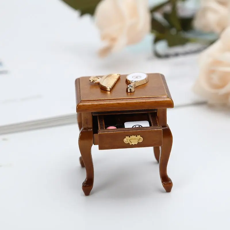 Minicasa de muñecas en miniatura, escritorio de madera, mesa de centro, sillas, muebles de simulación, juguetes, accesorios para casa de muñecas, 1/12