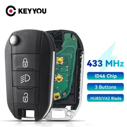 Keyeye 433.92Mhz id46-pcf7941 pilot zdalnego sterowania samochodu dla Peugeot 508 208 2008 301 308 5008 Citroen C-Elysee C4-Cactus